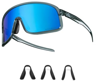 ROCKBROS Polariserade cykelglasögon solglasögon, UV 400 skydd, ultralätt TR90 ram sportglasögon, utbytbara näsdynor cykelglasögon för män kvinnor cykling MTB löpning