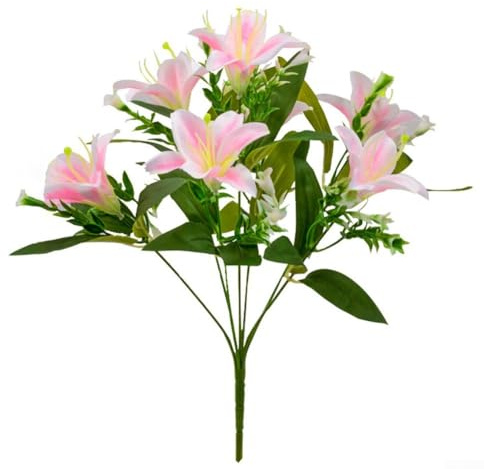 Bouquet di giglio artificiale realistico per tutte le occasioni, bella decorazione per la casa senza necessità di manutenzione (rosa chiaro)
