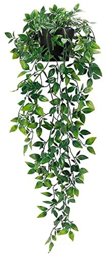 NIDONE Piante Artificiali Pendenti, pianta in Vaso Finto in plastica, Decorazione da Parete per la casa con Mandala, Cesto Appeso per Interni ed Esterni, 65 cm