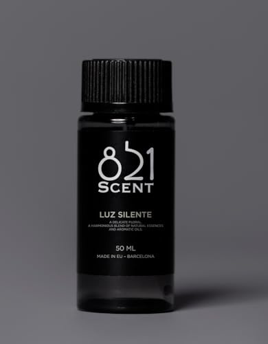 821SCENT Luz Silente, Aceites Esenciales Naturales y Aromáticos, Bergamota, Flor de Cerezo, Jazmín y Ámbar Blanco, Fragancia de Ambiente 50ml