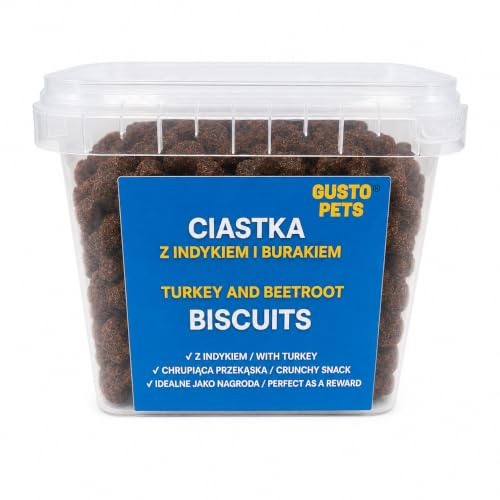 GUSTO PETS Galletas para perros de pavo y remolacha 450 g - Golosinas de entrenamiento crujientes para perros - Bocadillo natural premium - Ideal como recompensa