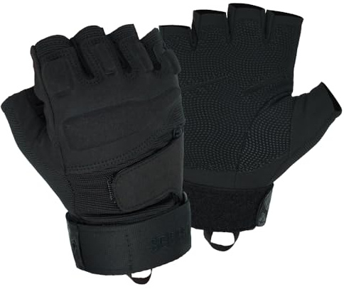 Seibertron S.O.L.A.G. Halvfingerhandskar för Män – Lätta Taktiska Handskar för Airsoft, Jakt, Fotografering och Klättring, Svart, XS
