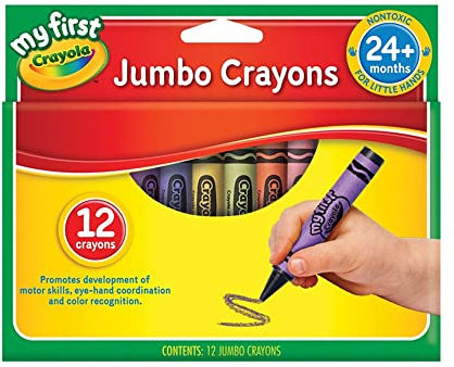 CRAYOLA My First Jumbo Crayons 12 Pack, Assorted Bold Colours, Designed for Little Hands, Creative Play, Perfect for Junior Artists and Preschool, Suitable for Ages 12 Months +, 52 912