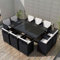 Tidyard 34-tlg. Garten Essgruppe Polyrattan Gartengarnitur Sitzgruppe Stahlrahmen Gartenmöbel aus 1 Tisch mit Glasplatte, 10 Stühle und 20 Kissen - Schwarz