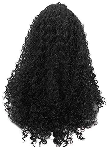 DolceTiger Perruque Femme Synthétique Afro Ombre Noir Longue Bouclée (Noir)