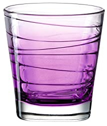 Leonardo Vario Struttura Trink-Glas, 1 Stück, spülmaschinenfestes Wasser-Glas, bunter Trink-Becher aus Glas, Saft-Glas, lila, 250 ml, 026843