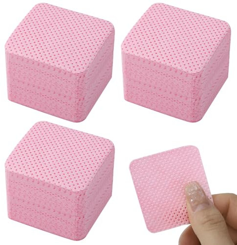 300 Piezas Celulosa para Uñas, Toallitas Celulosa para Uñas sin Pelusa Almohadillas se Algodón para Limpiar el Pegamento Esmalte de Uñas (Rosado)