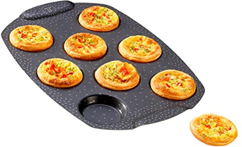 Tefal Stampo per torta 8 mini quiche, rivestimento antiaderente, alluminio riciclato e riciclabile, pasticceria ben dorata, prodotto in Francia, PerfectBake Mini J5734902, marrone tabacco
