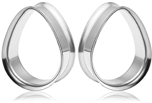 Vankula Ear Tunnels Flesh Stretcher Double Flared Plugs Gauges Teardrop Stainless Steel Ears Piercing Jewelry for Men Women 8mm to 25mm