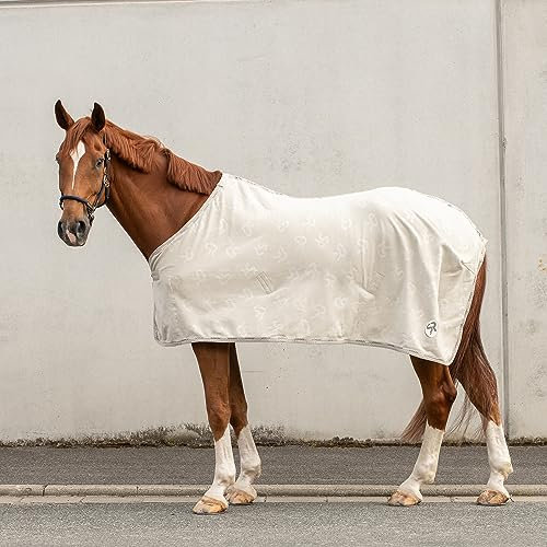 SUNRIDE Abschwitzdecke “Wellington” für Pferde aus weichem Fleece (280g/m²) - schnelltrocknend und leicht (135 cm, beige)