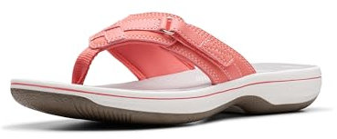 Clarks Women's Breeze Sea Flip-Flop, Coral Synthetic, 7.5 UK