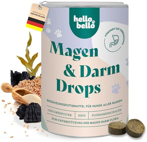 HELLOBELLO Kaltgepresste Magen-Darm Drops für Hunde 350g Soft mit Bierhefe, 37% Lamm & Meeresalge - Gras und Kotfresser Drops Hund, Gegen Sodbrennen, Magenschutz, Magen