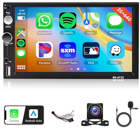 2G+64G Android 13 Autoradio 2 Din mit Wireless Carplay Android Auto GPS Navi WiFi ISO Kabel 7 Zoll Touchscreen Autoradio mit Mirror Link Bluetooth FM/RDS/DAB/OBD Lenkradsteuerung Rückfahrkamera