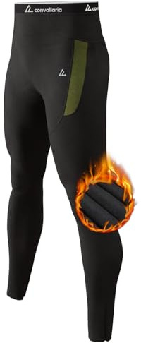 CL convallaria Pantaloni Termici Uomo Pantalone 1 o 2 Confezioni di Mutande Lunghe da Uomo, Intimo Termico, Strato di Base, Foderato in Pile, per Il Freddo