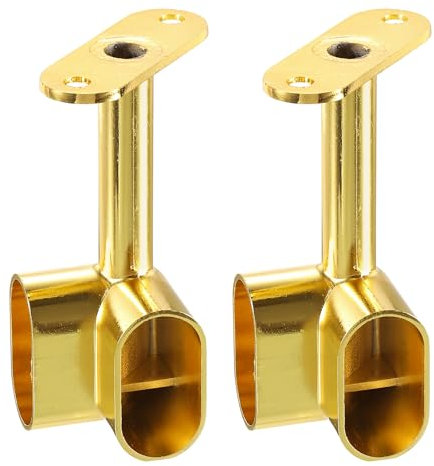 QUARKZMAN 2 Piezas Soporte de Barra de Armario de 1.22 x 0.63, Soporte de Barra de Ropa Accesorios de Armario para Dormitorio Baño, Color Oro
