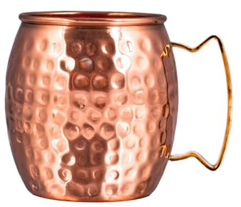 DAYASA Kupferbecher | einzigartige Designs - 470 ml Becher für energetisiertes Wasser | lebensmittelecht (470 ml - bauchig, Modell Kalkutta)