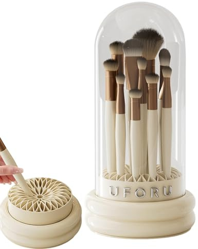 Makeup Brush Cleaner, Brush Cleaning Bowl, Makeup Cleaner Mat, Professional Brush Cleaner with Multifunctional Mat and Built in Storage Stand for Maintaining Hygiene (1 Piece)