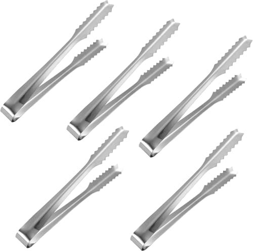 5 Pcs Mini Ice Mini for Food - Small Portable Tongs - Sweet Tongs for Pick Mix for Food, Sweets, Bread, Cake, Appetizers, Tea, Coffee, Kitchen, Wedding Party
