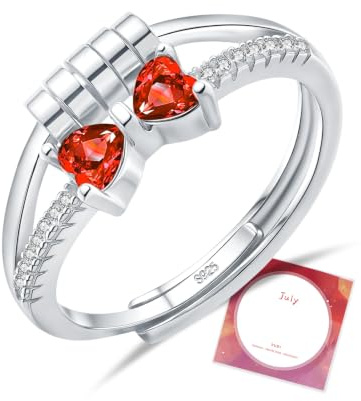 HEEYA Anello Anti Stress Donna Regolabile in Argento 925, Anello con Pietra del Mese di Nascita per Regalo di Compleanno Anti-Ansia