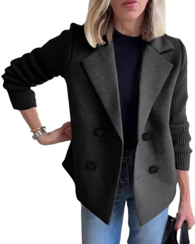 Minetom Blazer Femme Élégant Veste de Tailleur Costume Manches Longue Bureau Affaires Manteau Automne Hiver Blouson avec Boutons