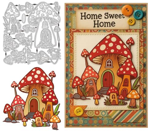 UNICRAFTALE 12 plantillas de corte de acero al carbono con diseño de casa de hongos para hacer tarjetas, álbumes de recortes, álbumes de fotos, decoración de diario, manualidades, 12 unidades