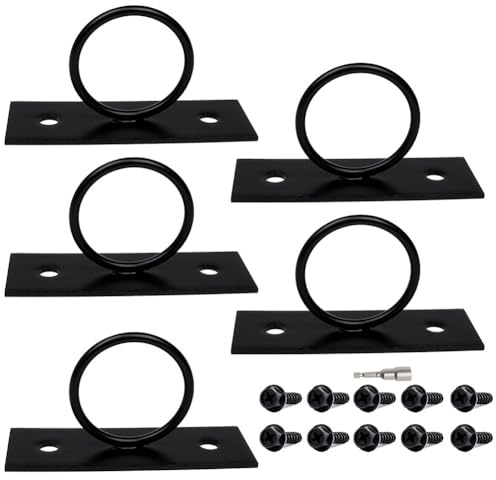 Wlinfetity Confezione da 5 supporti per corde da 5 cm per staffe ad anello, in acciaio inox per staffa ad anello con rivestimento nero antiruggine, hardware decorativo per ringhiere esterne per ponti