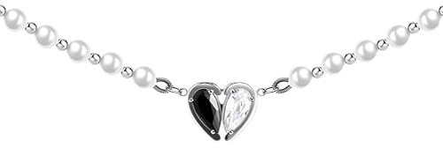 Hängande halsband Love Pearl nyckelbenskedja, halsprydnad, svart och vitt, för kvinnor