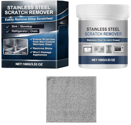 Stainless Steel Scratch Remover - 100g All-Purpose Restorer,Stainless Steel Scratch Remover Kit - for Fridge Stove Faucet Appliance Aluminum Restoration Maintenance