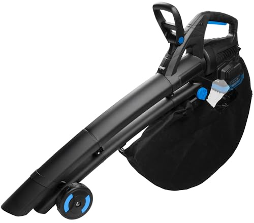 HÖGERT TECHNIK Soffiatore/aspiratore a batteria 2x18 V, soffiatore da giardino brushless con funzione di aspirazione, velocità variabile, sacco di raccolta da 45 l, senza batteria inclusa