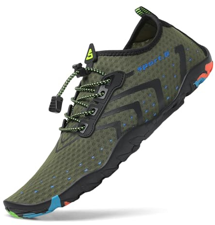 SAGUARO Scarpe da Immersione Donna Uomo Rapida Asciugatura Slittata Scarpette da Acqua per Nuoto Piscina Spiaggia Surf Verdescuro 42 EU
