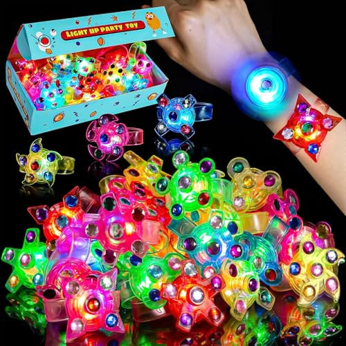 Mikulala 24 Braccialetti LED Luminosi per Bambini, Riempitivi Borse Festa, Giochi Anti-Stress, Si Accendono al Buio, Bomboniere Compleanno