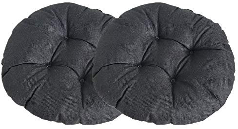 FANSU Stuhlkissen Set 2er, Einfarbig Runden Tatami Sitzkissen Leinen Weiches Stuhl Auflage Atmungsaktiv Komfortable Sitzpolster für Indoor Zuhause Stuhl Outdoor Garten (Schwarz,40x40x9cm)