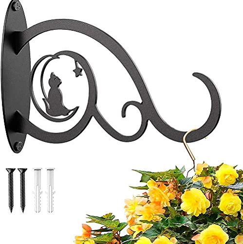 1 Pièces Supports de Panier Suspendu en Fer Forgé en Métal, Suspension Mural Crochet Plante, Support Panier de Jardin, pour Pot Fleur Mangeoire à Oiseaux Carillons Lanternes Extérieur