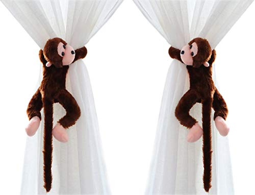Süß AFFE Vorhang Raffhalter Vorhang Clips Binder Plüsch Gardinen Raffhalter Fenster-Holdbacks Gardinenhalter für Baby Kinderzimmer Dschungel Schlafzimmer Dekorative Raffhalter Heimdekoration