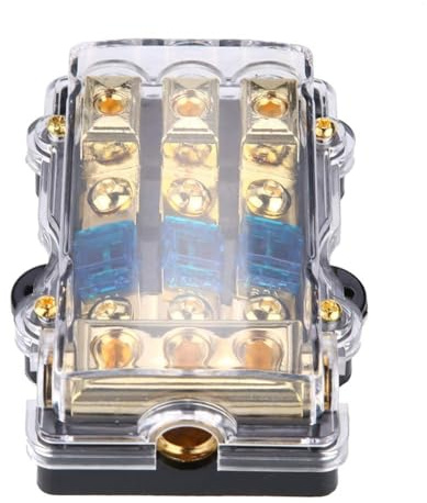 Walfront 24 V 60A Voiture Auto Stéréo Mini ANL Porte-fusible 3 Voies Bloc de Distribution 3 Voies Circuit Lame Fusible Support D'assurance