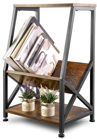 Heilmetz Beistelltisch Sofa Seitentisch mit Ablage 3 Etagen Holz Schmaler Beistelltisch Moderner Beistelltisch Sofatisch für Wohnzimmer Schlafzimmer Kleiner Nachttisch mit Zeitschriftenständer