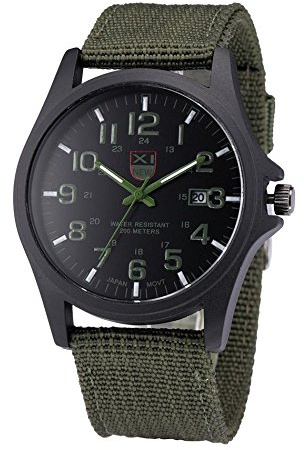 Ziyan Armbanduhr Militär Herren Casual Armee Stoff-Uhrenband Grün Quarz Watch Sport