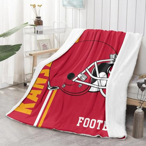 Rote Stadtdecke, Geschenke für Männer und Frauen, Überwurfdecke, doppellagiger Stoff, weich, warm, Fleece, Bettwäsche-Set für Fußball-Fans, 127 x 152 cm