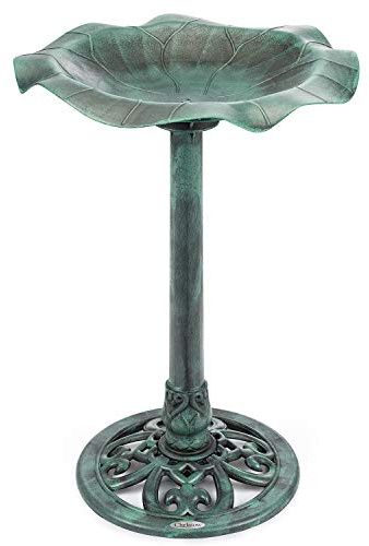 CHRISTOW Resin Bird Bath, Lily Leaf Design, Green