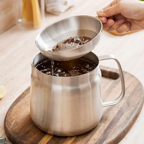 YUANGANG Effizientes 304 Edelstahl-Ölfilter-Topföl mit Ölfilter, Mini-Fritteuse für Frittierpfanne (2,0 l)