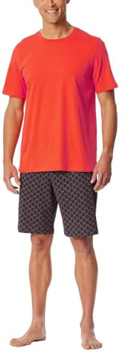 Schiesser Herren Schlafanzug kurz Rundhals - Nightwear Set, hellrot_181157, 50