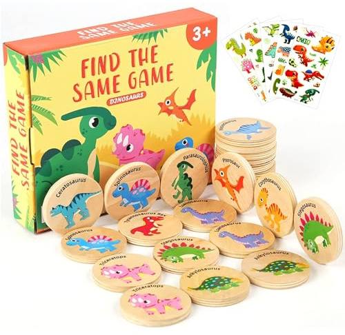 Gioco di Memoria, Giochi Montessori Giochi Educativi, Giochi di Memoria e Abbinamento, Giocattoli Educativi con Tatuaggi per Bambini Dinosauri, Memory Gioco per Bambini Ragazzi Ragazze 3+ Anni