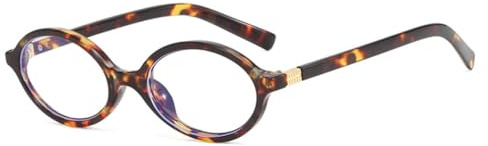 VFDHN Små ovala kvinnliga glasögonbågar i retrostil Dam Leopard Svarta glasögon,8,En storlek