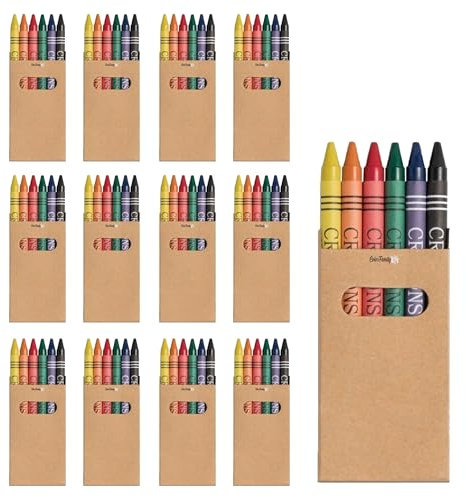 Colorfamily Set 12 Pastelli per Bambini - Regalo Perfetto per Feste di Compleanno - Pastelli a Cera Colorati - Ideale per Regalini Fine Festa - 12 pacchetti da 6 pastelli
