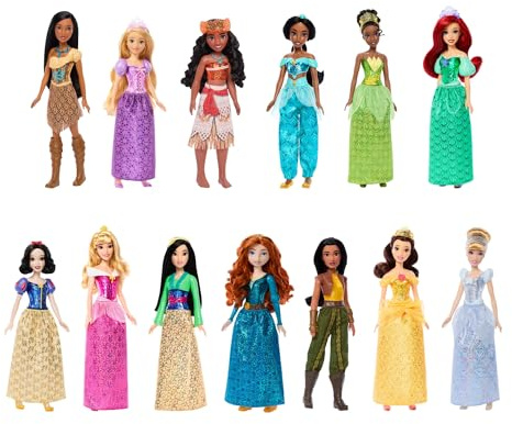 Mattel Disney Princess Ultimate Princess Collection with 13 Fashion Dolls in Sparkling Clothing & Accessories, Poseable, Inspired by Movies (Amazon Exclusive)