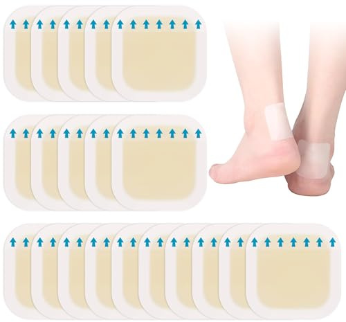20PCS Blister Plasters for Feet Invisible Hydrocolloid Gel Blister Bandages Blister Cushion Pads Water Resistant Bandages Heels Protector Blister Cushions for Heel, Toe & Foot