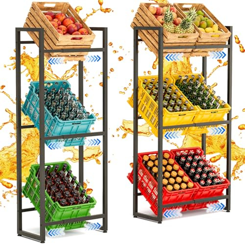 Suhu Ausziehbar Getränkekistenregal (3-6) Kisten(49-70) x30x140CM Getränkeregal Küchen Regal Getränkekisten Kistenregal Wasserkistenregal Bierkistenregal, Speisekammer Belastbarkeit 150kg Schwarz