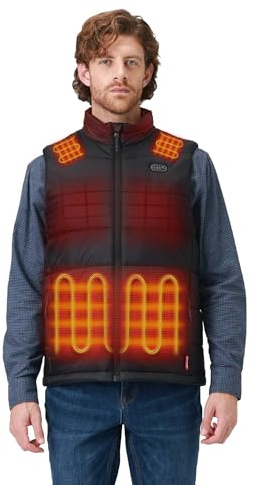 ORORO Men's 7-Zone Dual Control Heated Gilet with Shoulder Heating, Heated Vest with USB C Power Bank (Black,M)