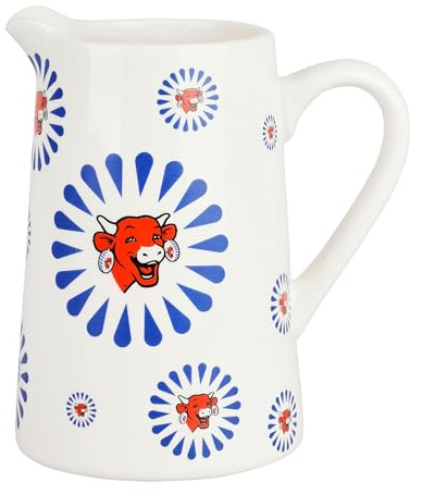 La Vache qui rit® G545677 Pichet en Grès capacité 1 Litre - Carafe vintage décor La Vache qui rit® - Broc, Pot à eau décoratif et ludique Hauteur 17,3 cm