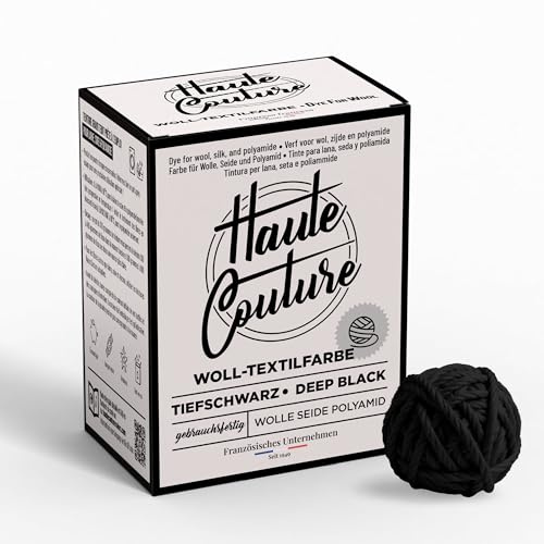 Colorante per Tessuti Speciale Lana Nero – Haute Couture – 300 g Tutto-in-Uno – Tintura per Tessuti a Mano – Lana, Seta & Poliammide – Tinta per Vestiti Colore Intenso e Duraturo
